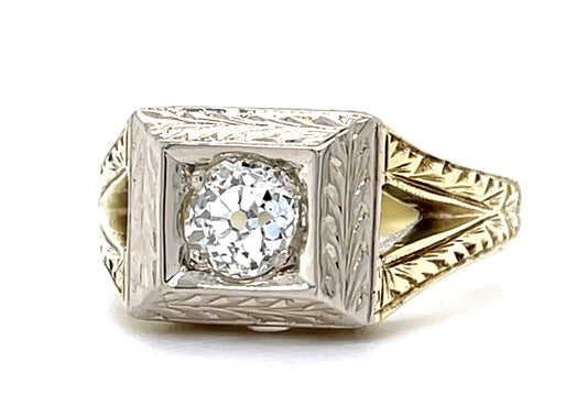 Original Art Deco .72ct Old Mine Diamond 14KY Ring (Vintage 1930s) 6.77g 7.50