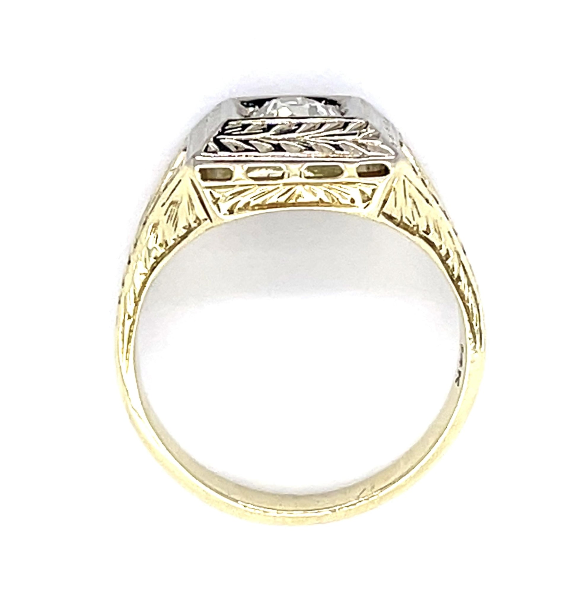 Original Art Deco .72ct Old Mine Diamond 14KY Ring (Vintage 1930s) 6.77g 7.50