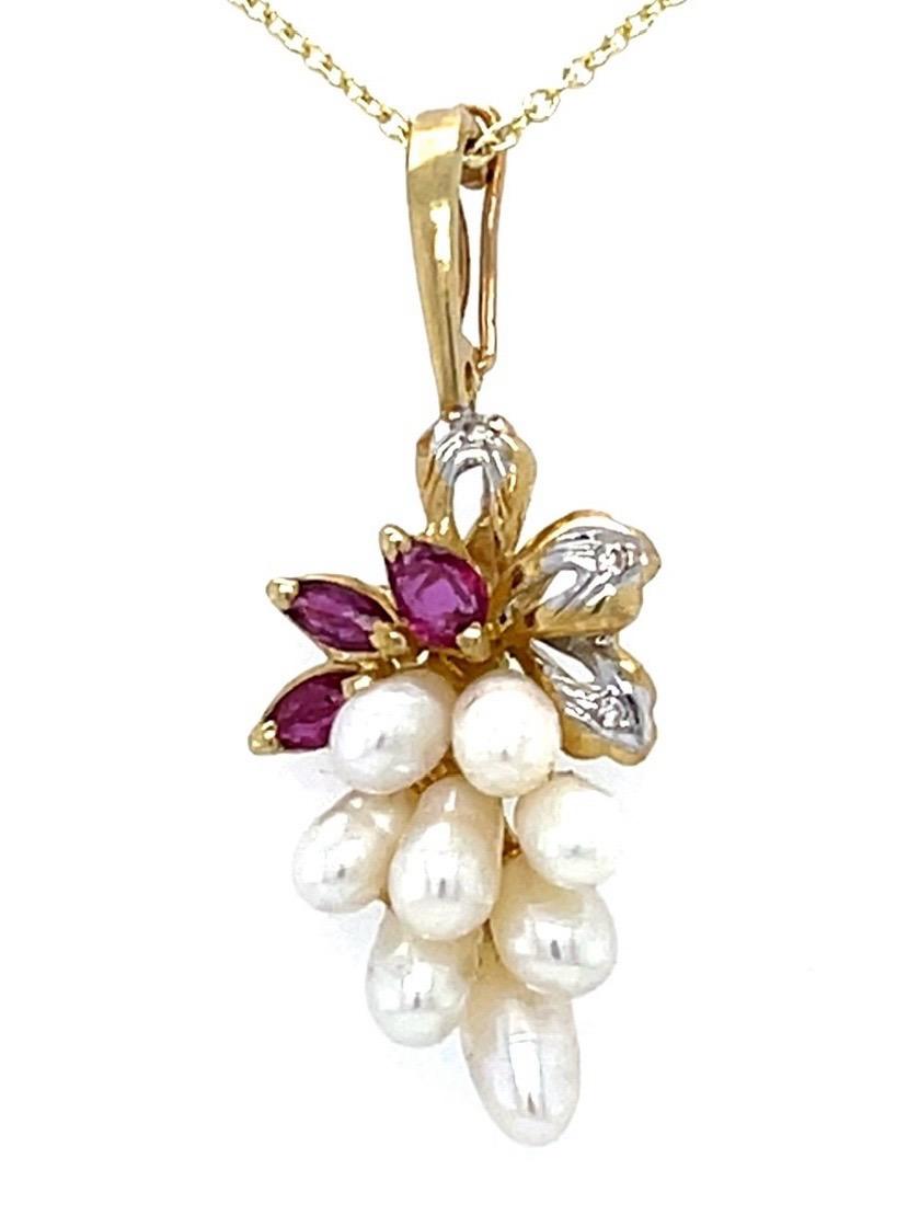 .45ct Ruby Pearl 14KY Pendant 3.37g 18" Chain