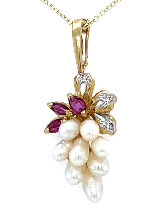 .45ct Ruby Pearl 14KY Pendant 3.37g 18" Chain