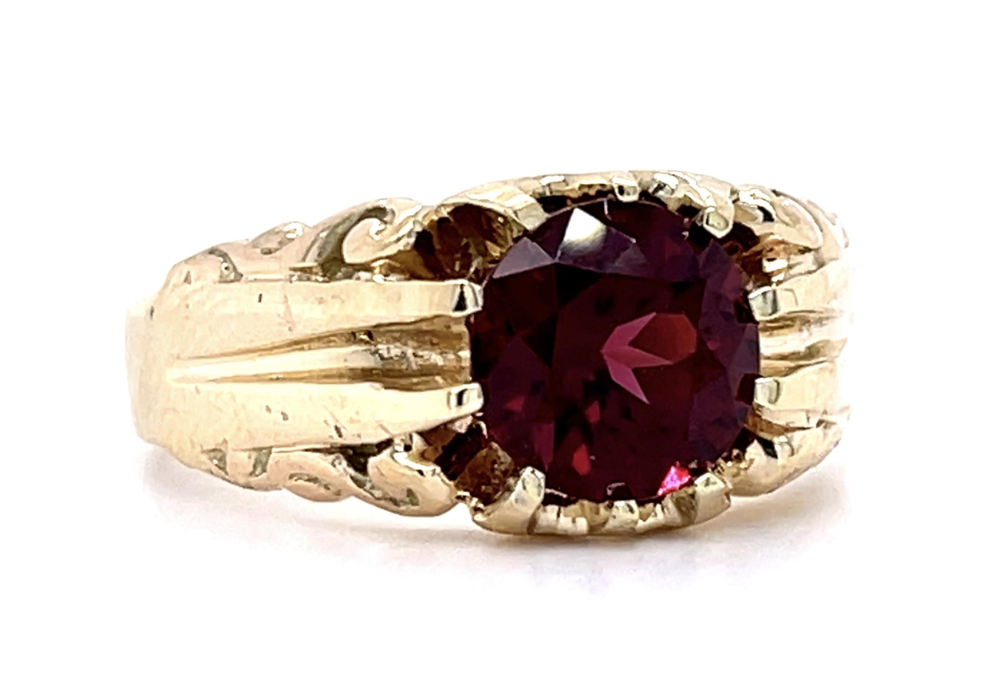 2.04ct Garnet 14KY Ring 5.83g 7.75 Size