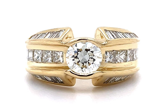 .96ct Round Diamond 18KY Ring 2.30ct SD 11.35g 6.50 Size