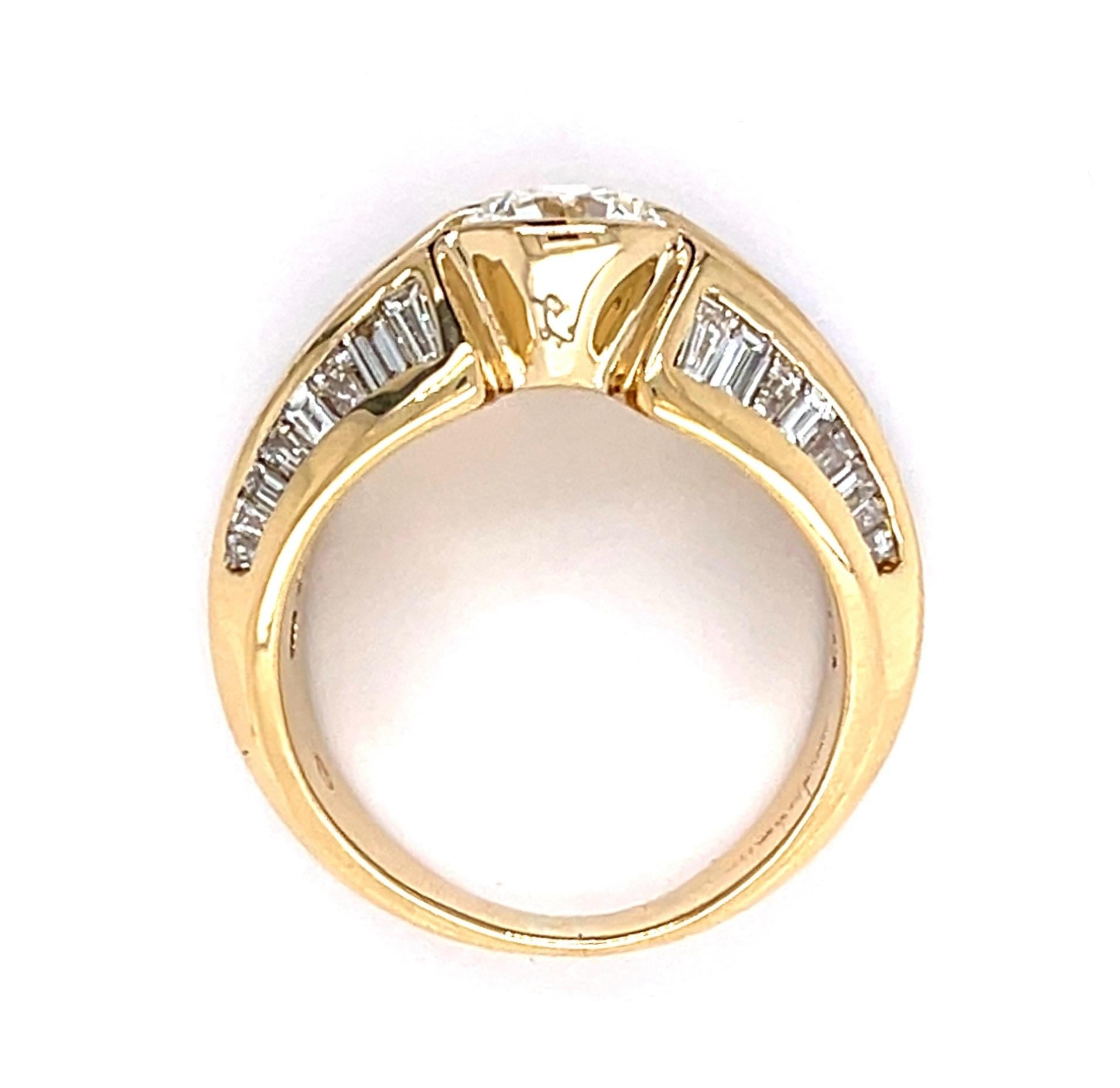 .96ct Round Diamond 18KY Ring 2.30ct SD 11.35g 6.50 Size