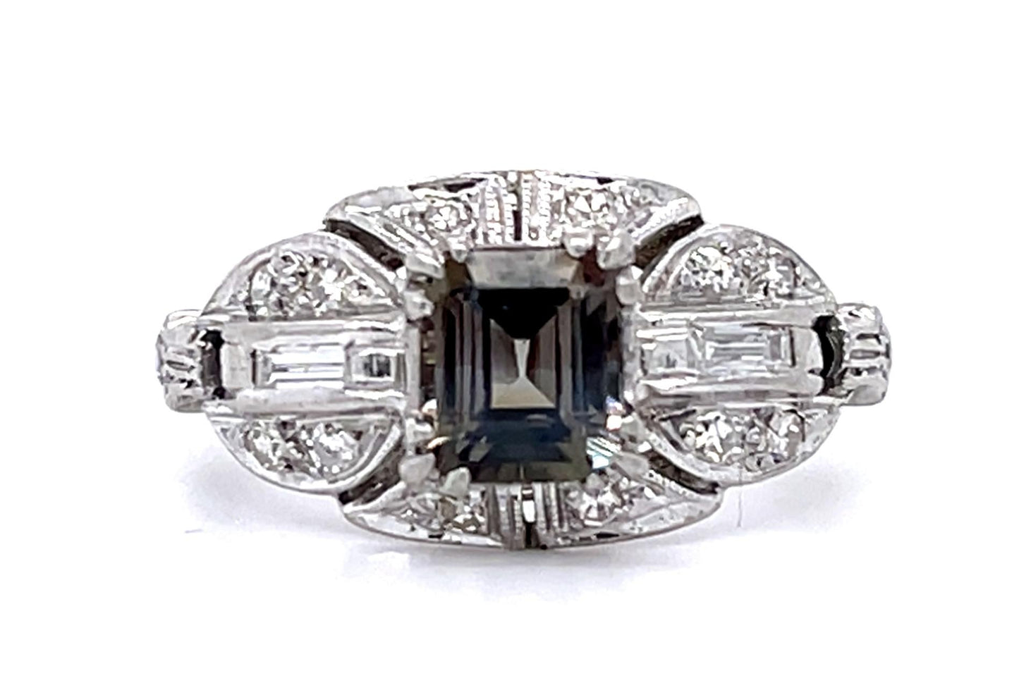 Art Deco .80ct Alexandrite .36ct Diamond PT Ring (Vintage 1930s) 2.93g 5 Size