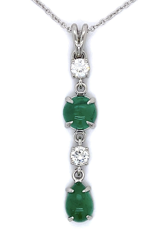 1.57ct Colombian Emerald .49ct Dia 1.53ct Eme PT+14KY Pendant 5.88g 14KY Chain