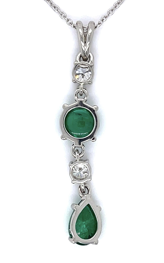 1.57ct Colombian Emerald .49ct Dia 1.53ct Eme PT+14KY Pendant 5.88g 14KY Chain