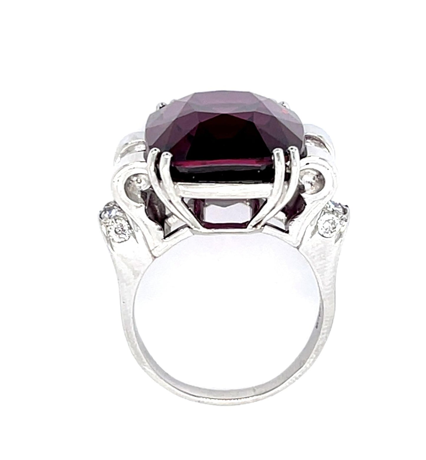 Retro 20.52ct Rhodolite Garnet .68ct Ruby PT Ring (Vintage 1940s) .24ct Diamond