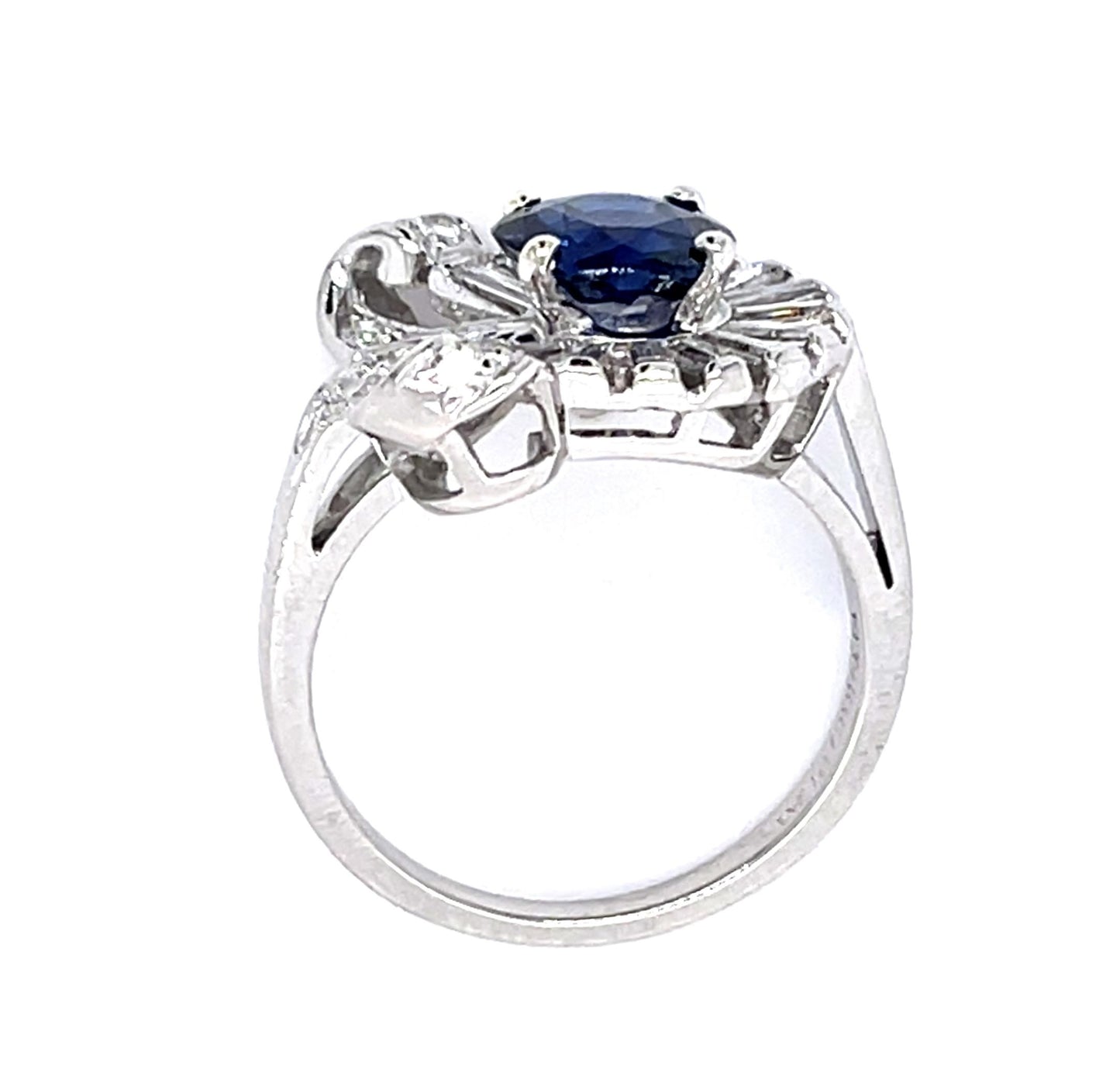 Retro 1.35ct Sapphire 1.10ct Diamond PT Ring (Vintage 1940s)