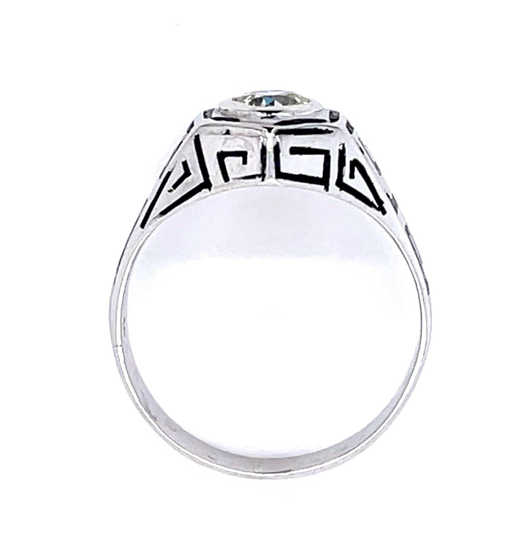 Art Deco .55ct Old European Diamond 14KW Men's Ring (Vintage 1930s)