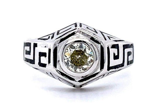 Art Deco .55ct Old European Diamond 14KW Men's Ring (Vintage 1930s)
