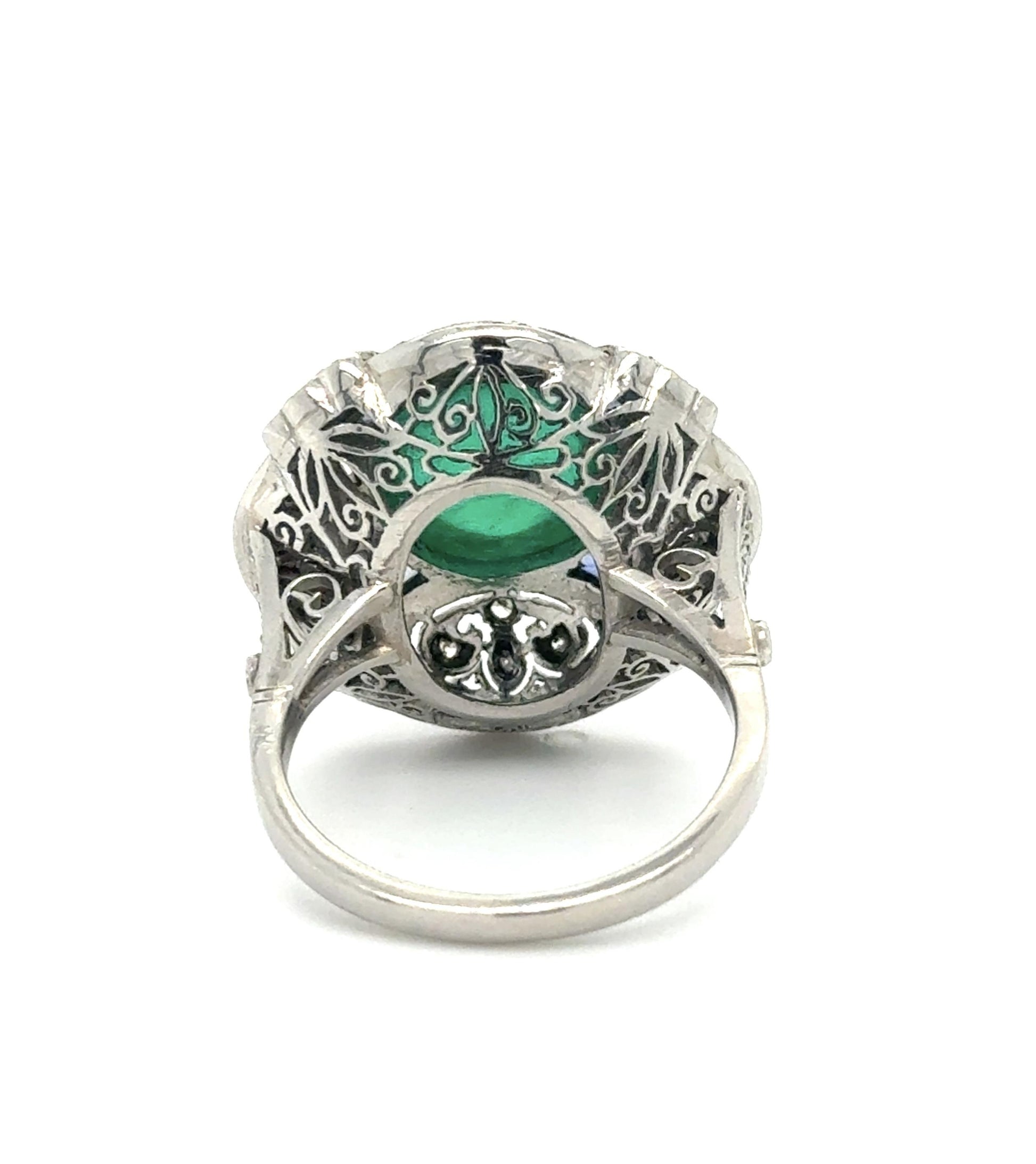 5.30ct Colombian Eme .61ct Dia+2ct Saph PT Handmade Ring 12.32g GIA