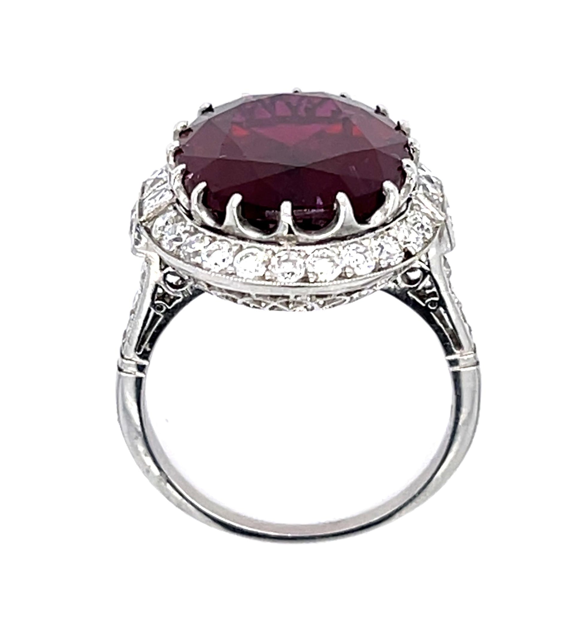 10.72ct Rubelite & 1.76ct Diamond PT Ring 7.60gr Gia 5212104297