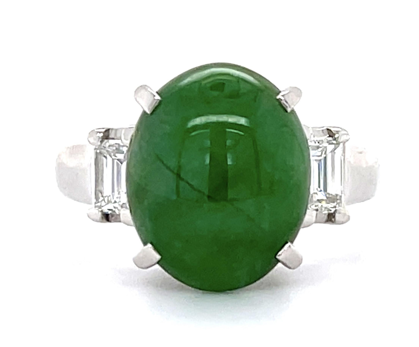 4.25ct Jade & 0.44ct Diamond Estate Ring Size 6
