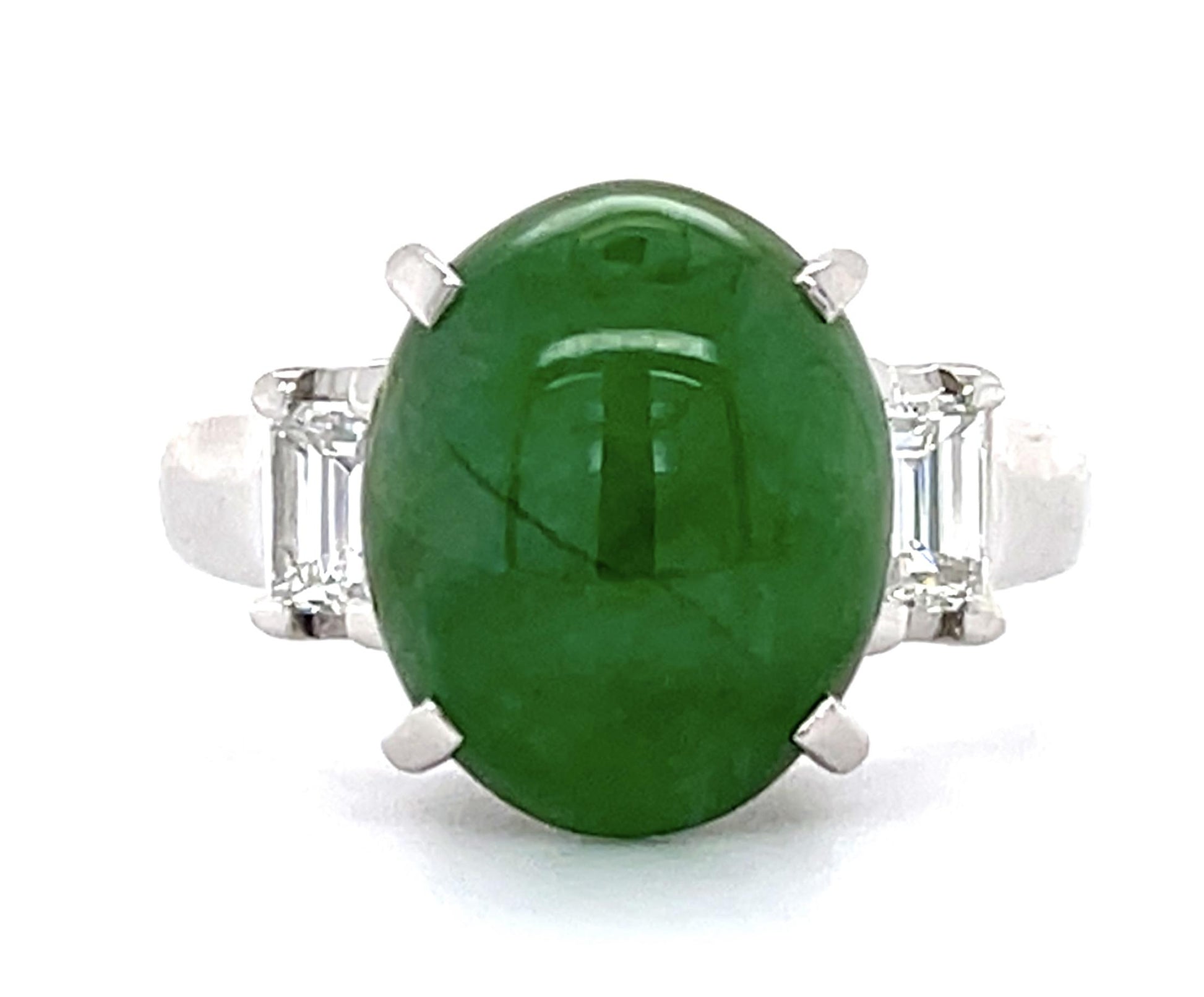 4.25ct Jade & 0.44ct Diamond Estate Ring Size 6