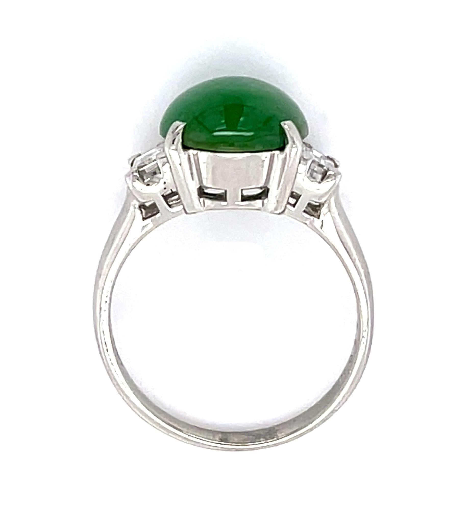 4.25ct Jade & 0.44ct Diamond Estate Ring Size 6