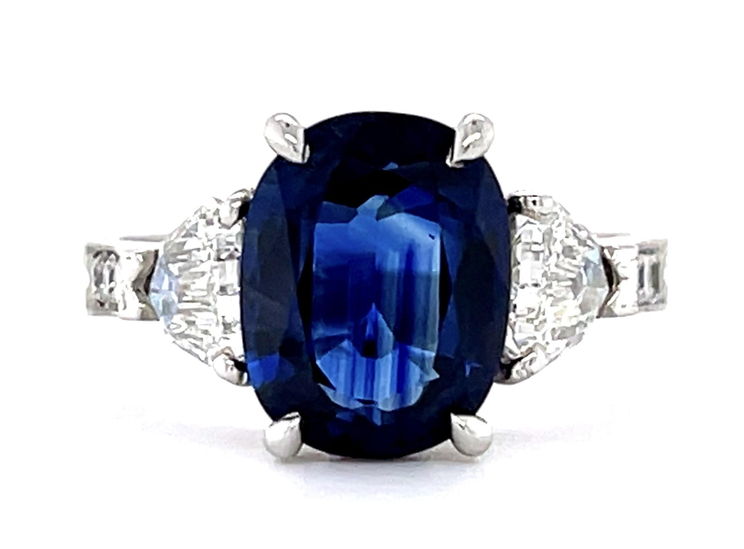 3.48ct Sapphire .70ct Diamond PT Ring .18ct SD