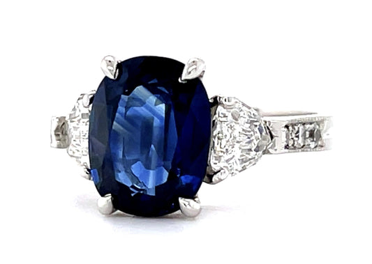 3.48ct Sapphire .70ct Diamond PT Ring .18ct SD