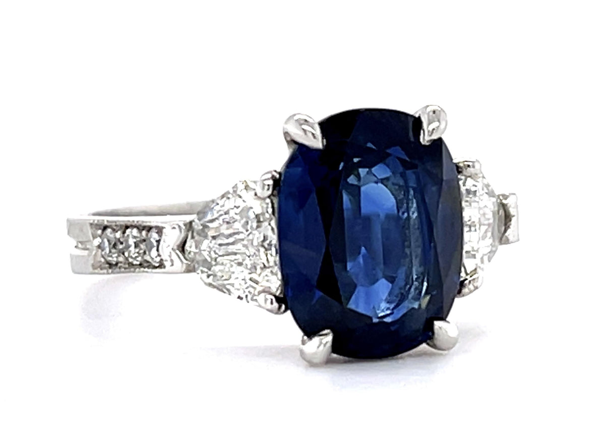 3.48ct Sapphire .70ct Diamond PT Ring .18ct SD