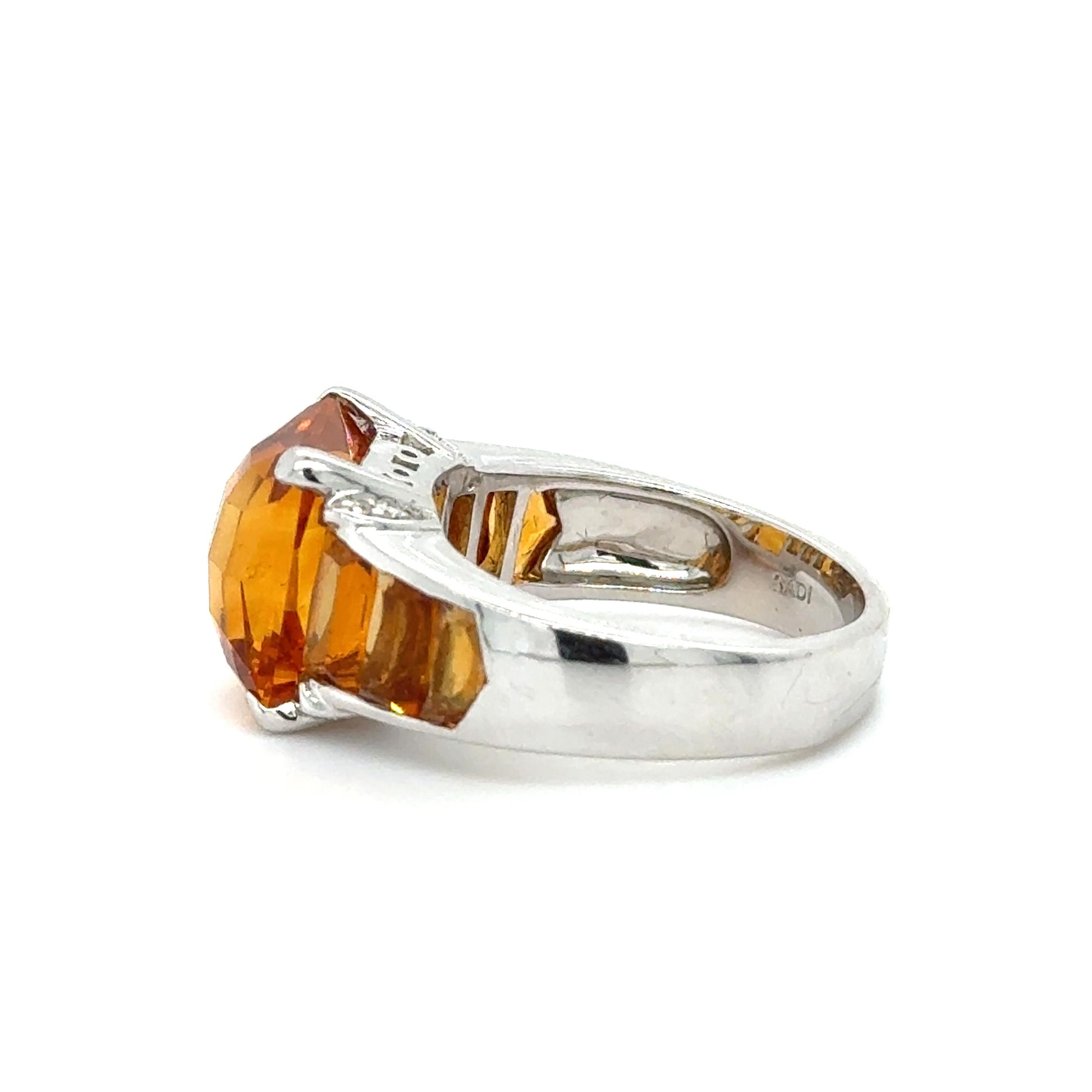 18KY Citrine & Dia Ring 6.29ct(ci) 0.05ct(dia) ESTATE Designer "Gaudi"