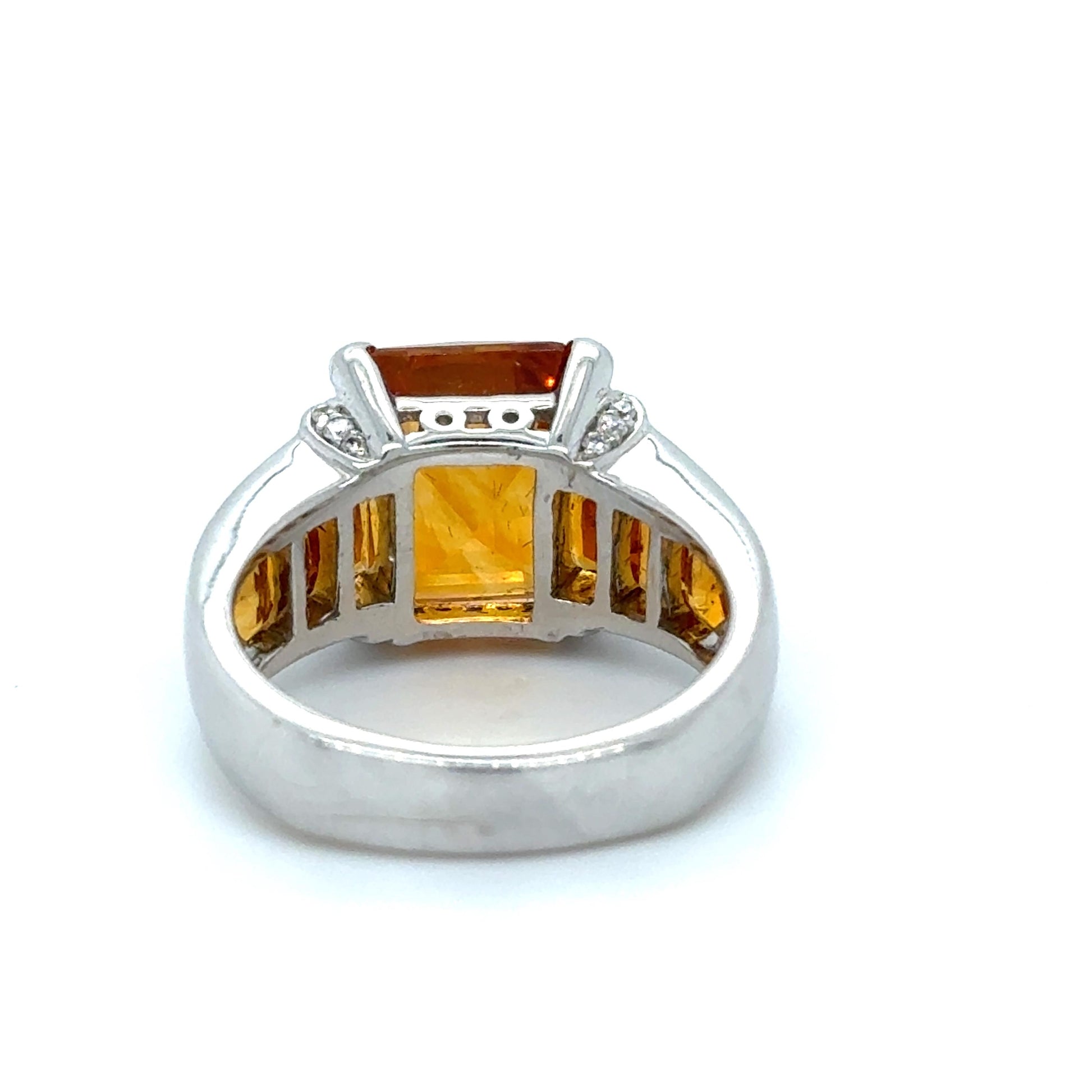 18KY Citrine & Dia Ring 6.29ct(ci) 0.05ct(dia) ESTATE Designer "Gaudi"