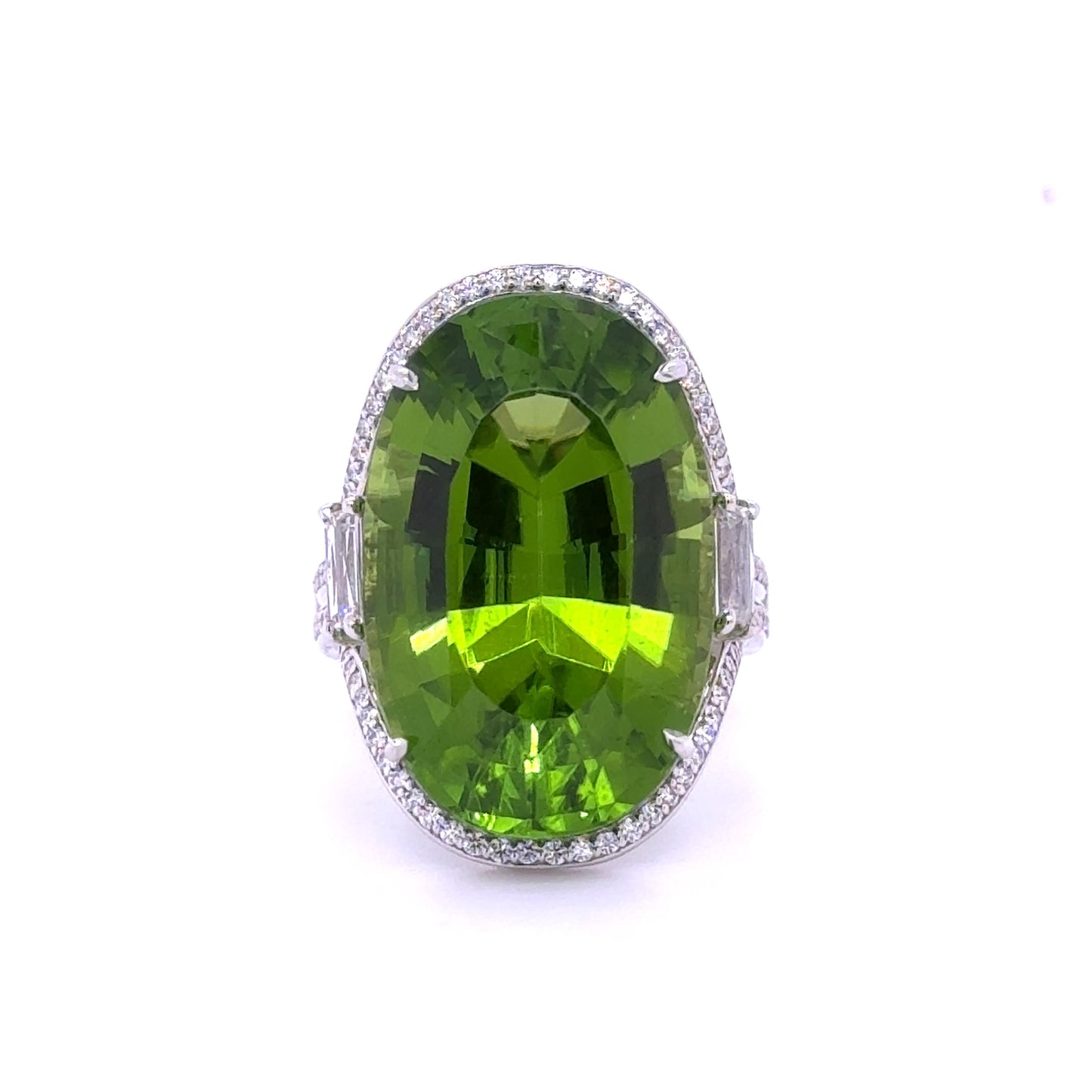 24.80ct Peridot Ring BG .43cts SD .46ct 18KW