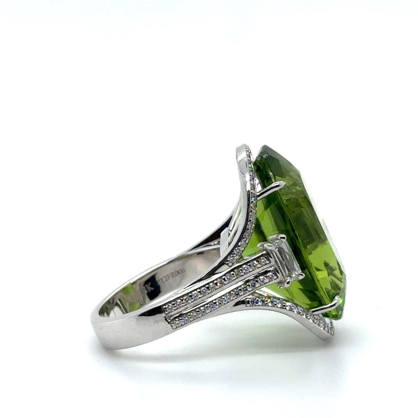 24.80ct Peridot Ring BG .43cts SD .46ct 18KW