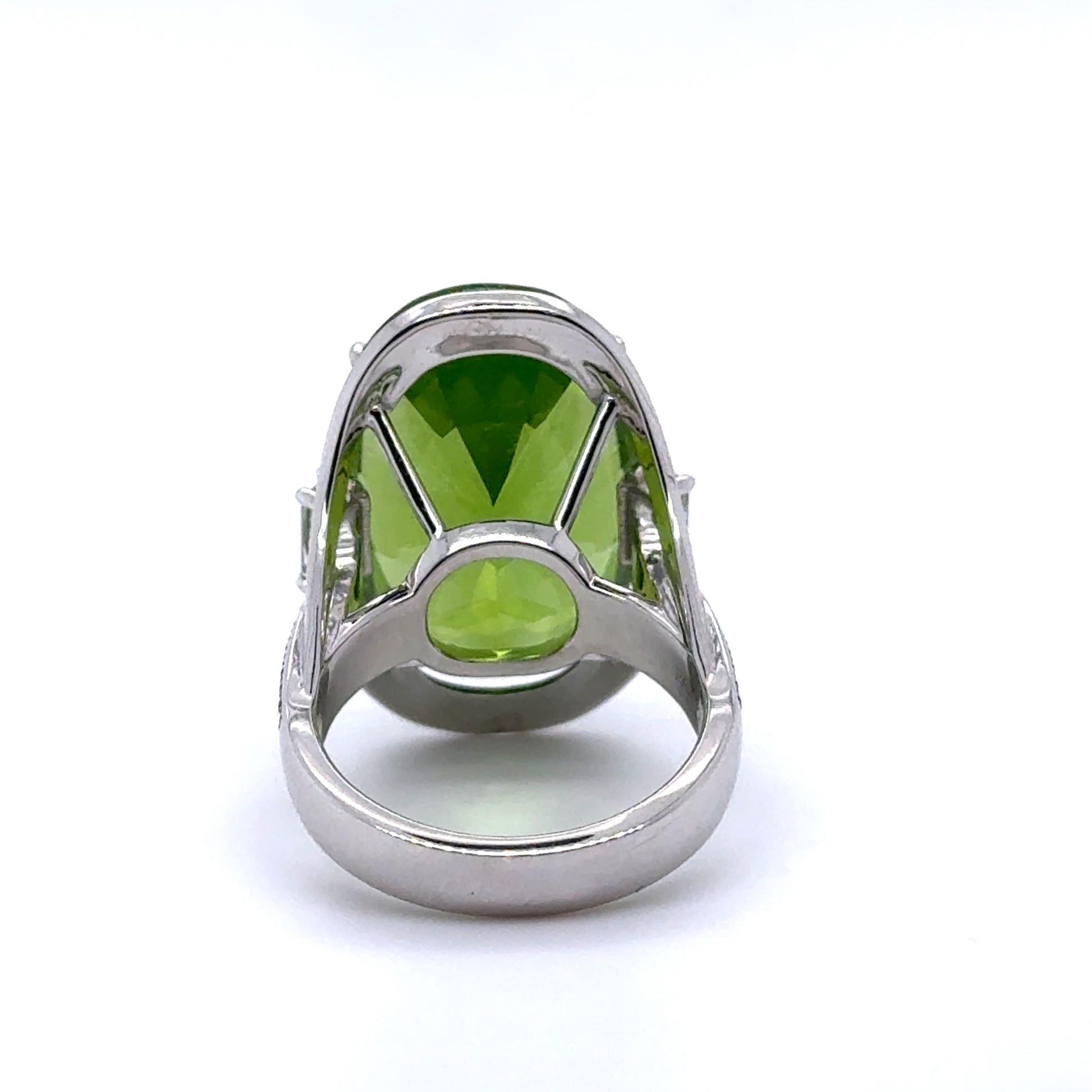 24.80ct Peridot Ring BG .43cts SD .46ct 18KW