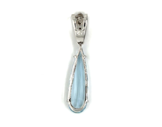 11ct Pear Shaped Aqua Pendant 14KY .20cts Dia 6.18g 2"