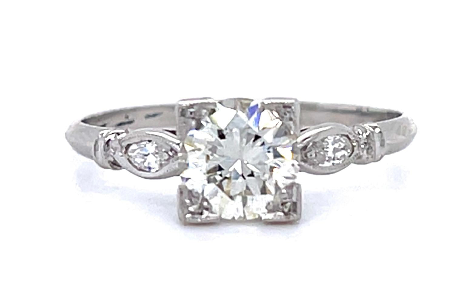 Art Deco .90ct K VS2 Dia PT Ring (Antique 1920s) .16ct SD 2.30g 7 Size