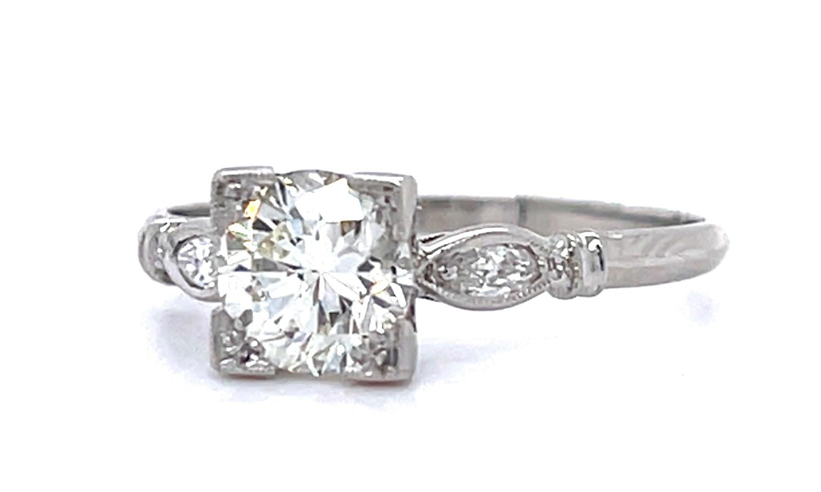 Art Deco .90ct K VS2 Dia PT Ring (Antique 1920s) .16ct SD 2.30g 7 Size