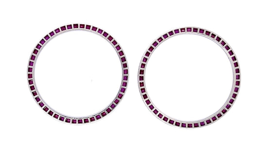 2.20ct French-cut Rubies PT Hoop Earrings