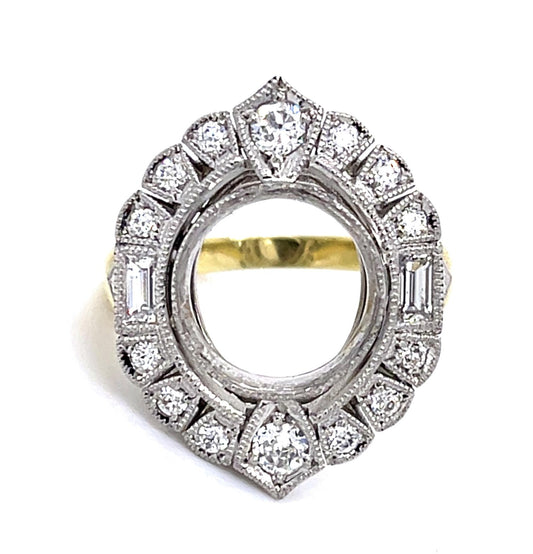 .86ct Diamond PT+18KY Semi Mount Ring 10.70g