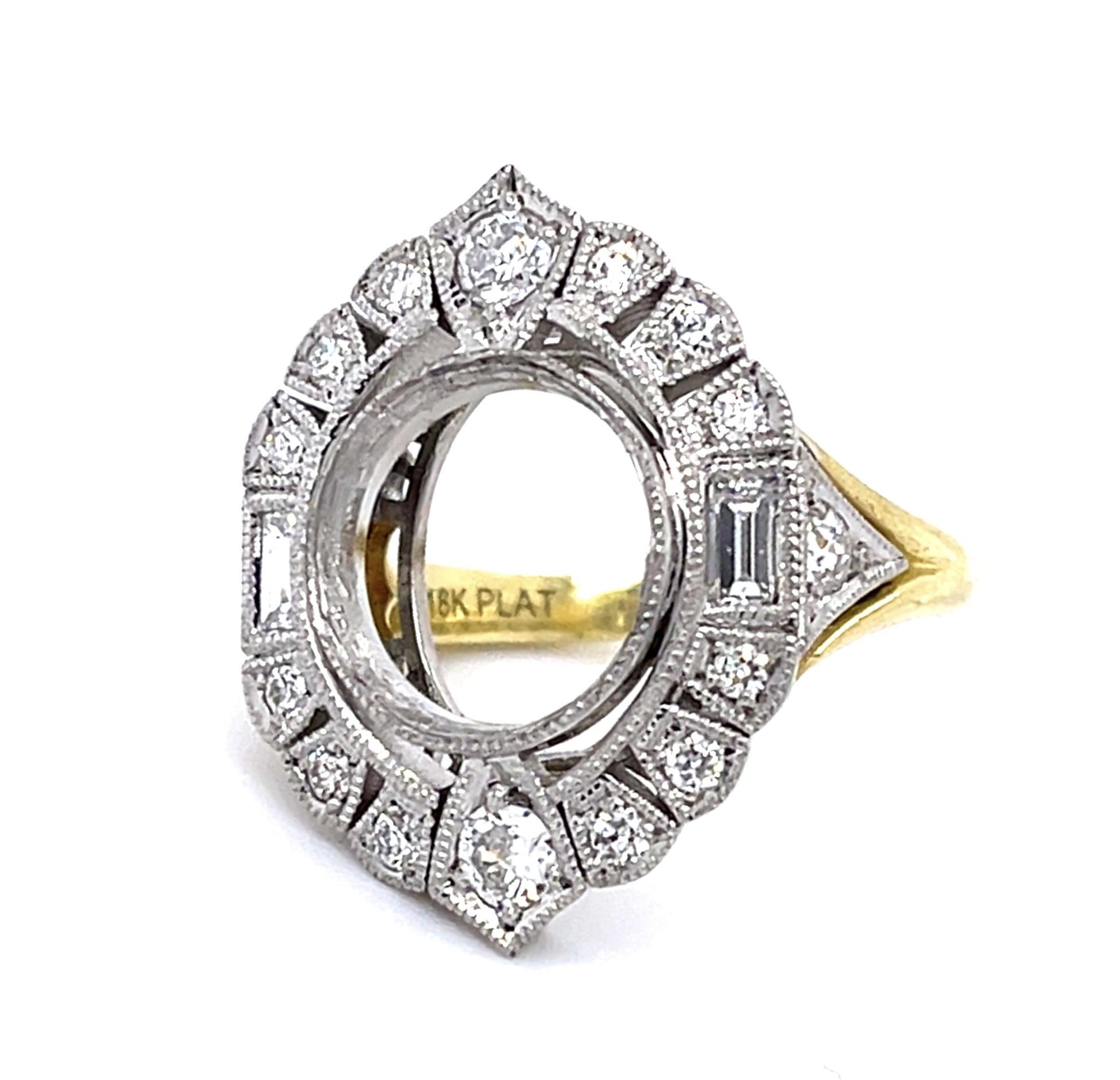 .86ct Diamond PT+18KY Semi Mount Ring 10.70g