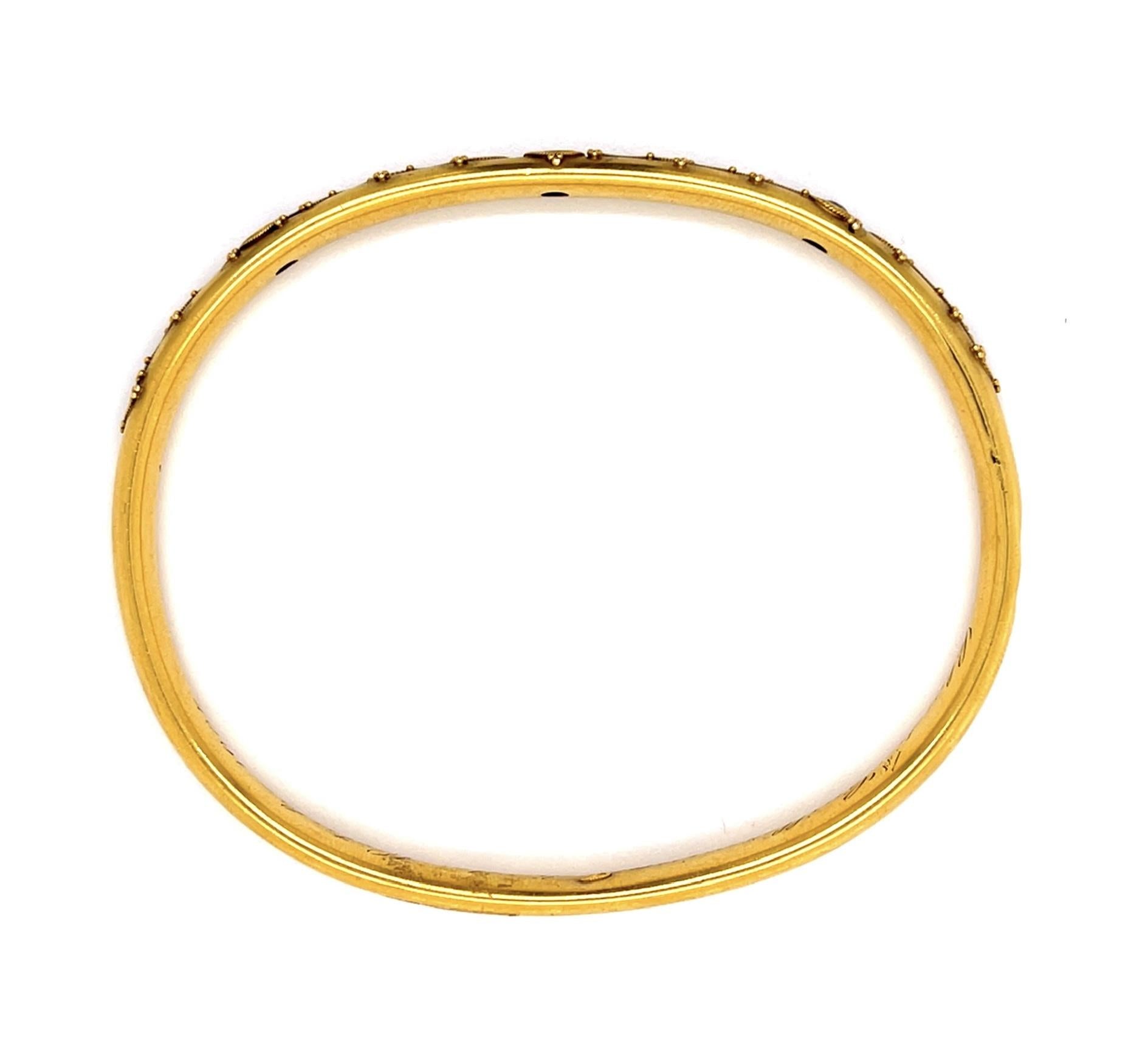 Original Victorian .60ct Montana Sapphire 14KY Bangle Bracelet (Antique 1900s)