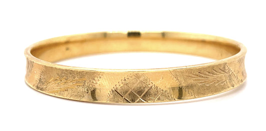 14KY Bangle Bracelet (Vintage 1970s) 10.35g 2.50" Width