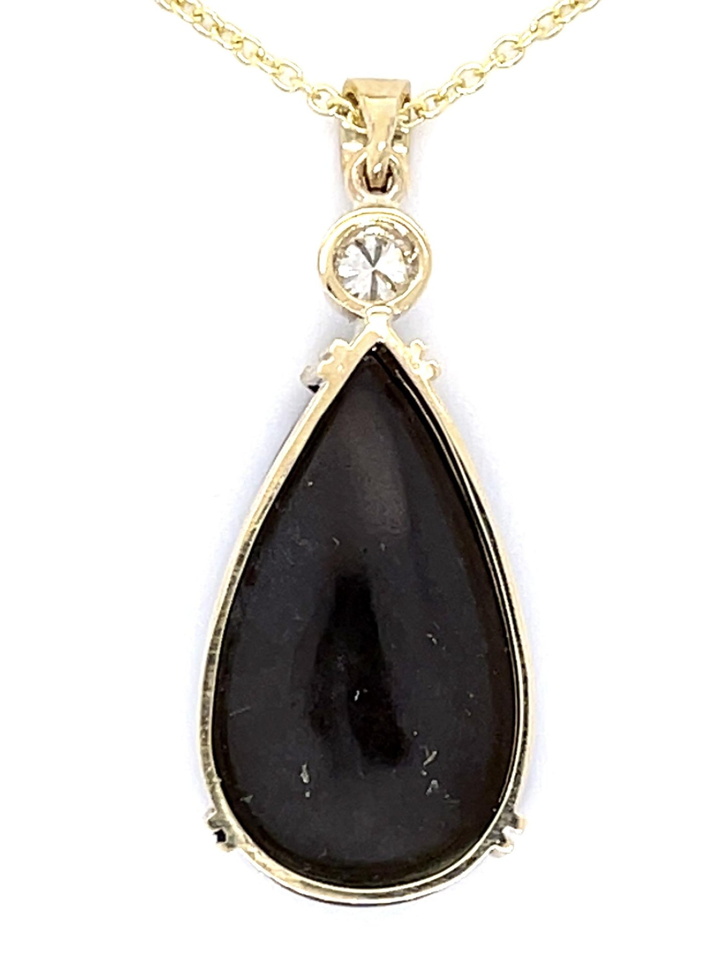 12.50ct Ammolite .14ct Diamond 12KY Pendant 6.50g 16" 14KY Chain
