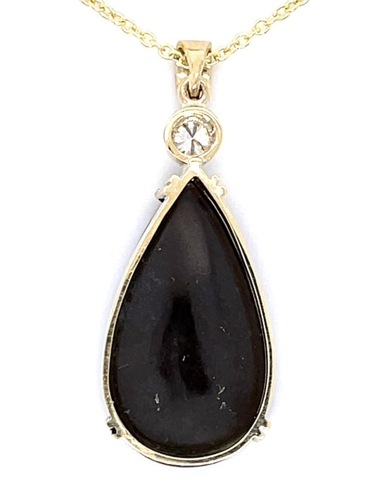12.50ct Ammolite .14ct Diamond 12KY Pendant 6.50g 16" 14KY Chain