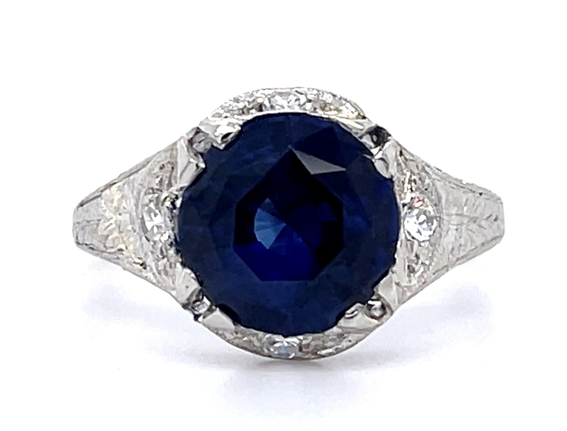 Art Deco 2.77ct Sapphire .14ct Diamond PT Ring (Antique 1920s)