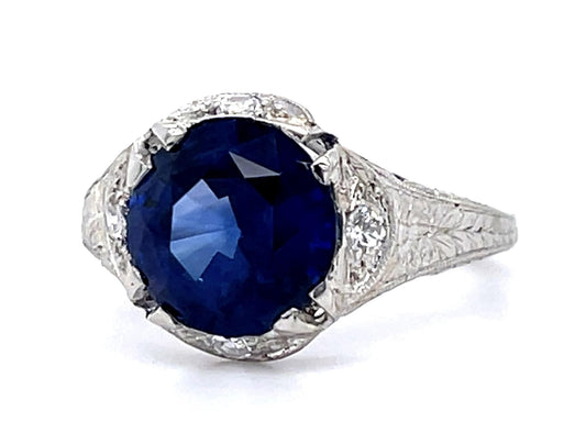 Art Deco 2.77ct Sapphire .14ct Diamond PT Ring (Antique 1920s)
