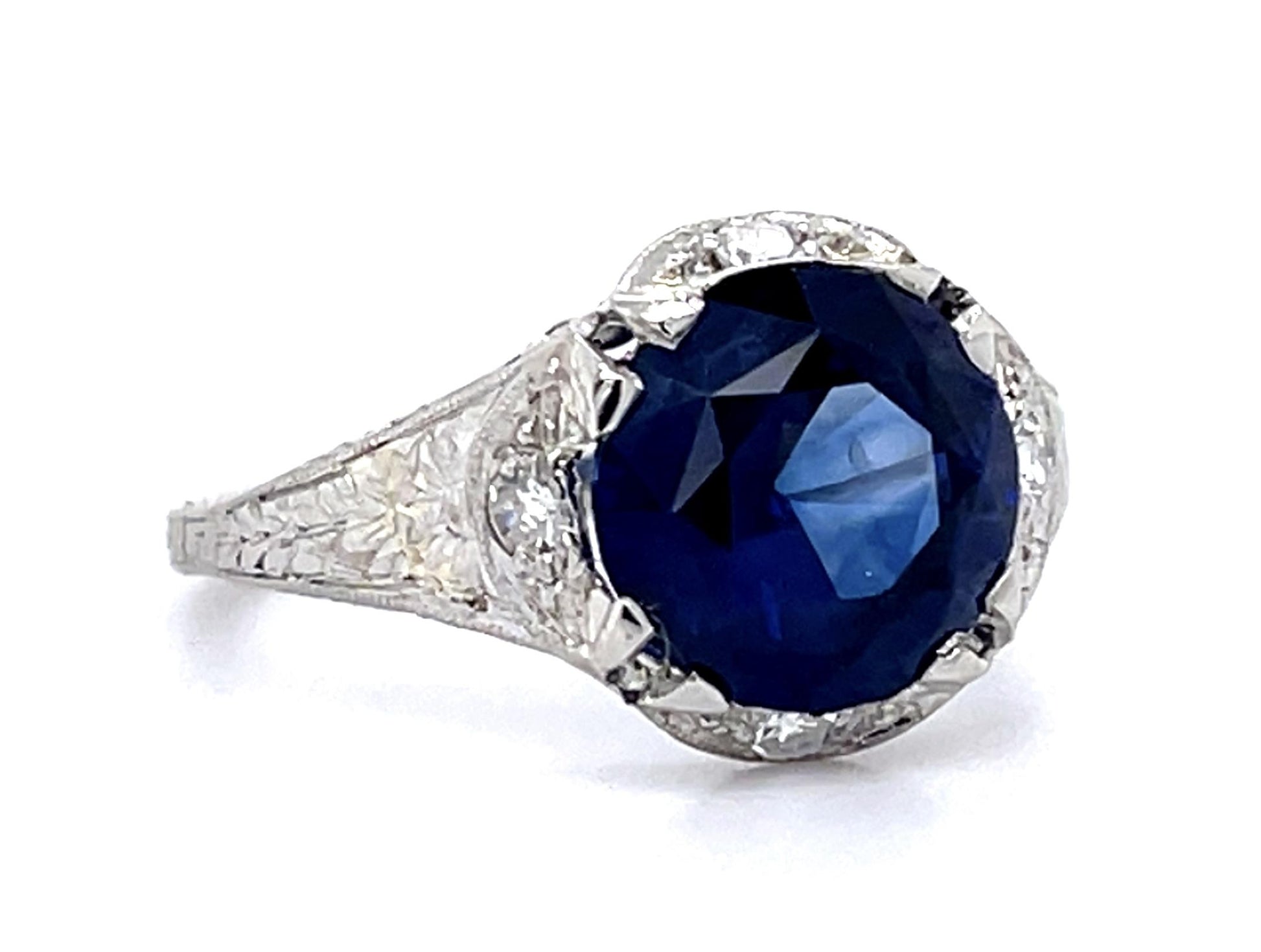 Art Deco 2.77ct Sapphire .14ct Diamond PT Ring (Antique 1920s)