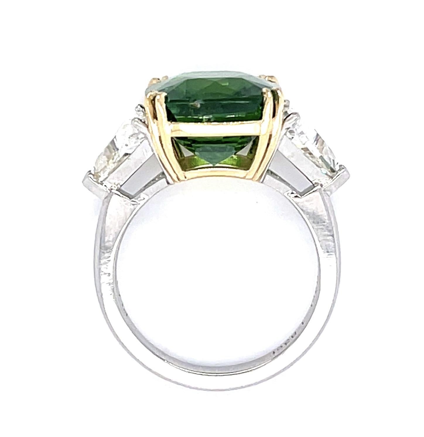 8.63ct Tsavorite 1.83ct Diamond PT+14KY Ring 8.42g