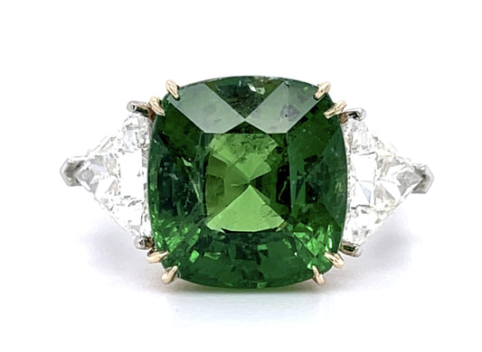 8.63ct Tsavorite 1.83ct Diamond PT+14KY Ring 8.42g