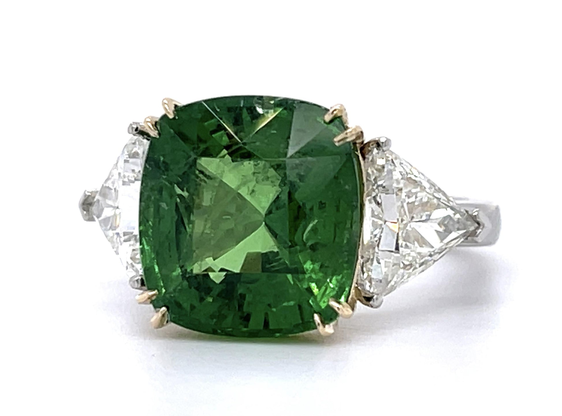 8.63ct Tsavorite 1.83ct Diamond PT+14KY Ring 8.42g