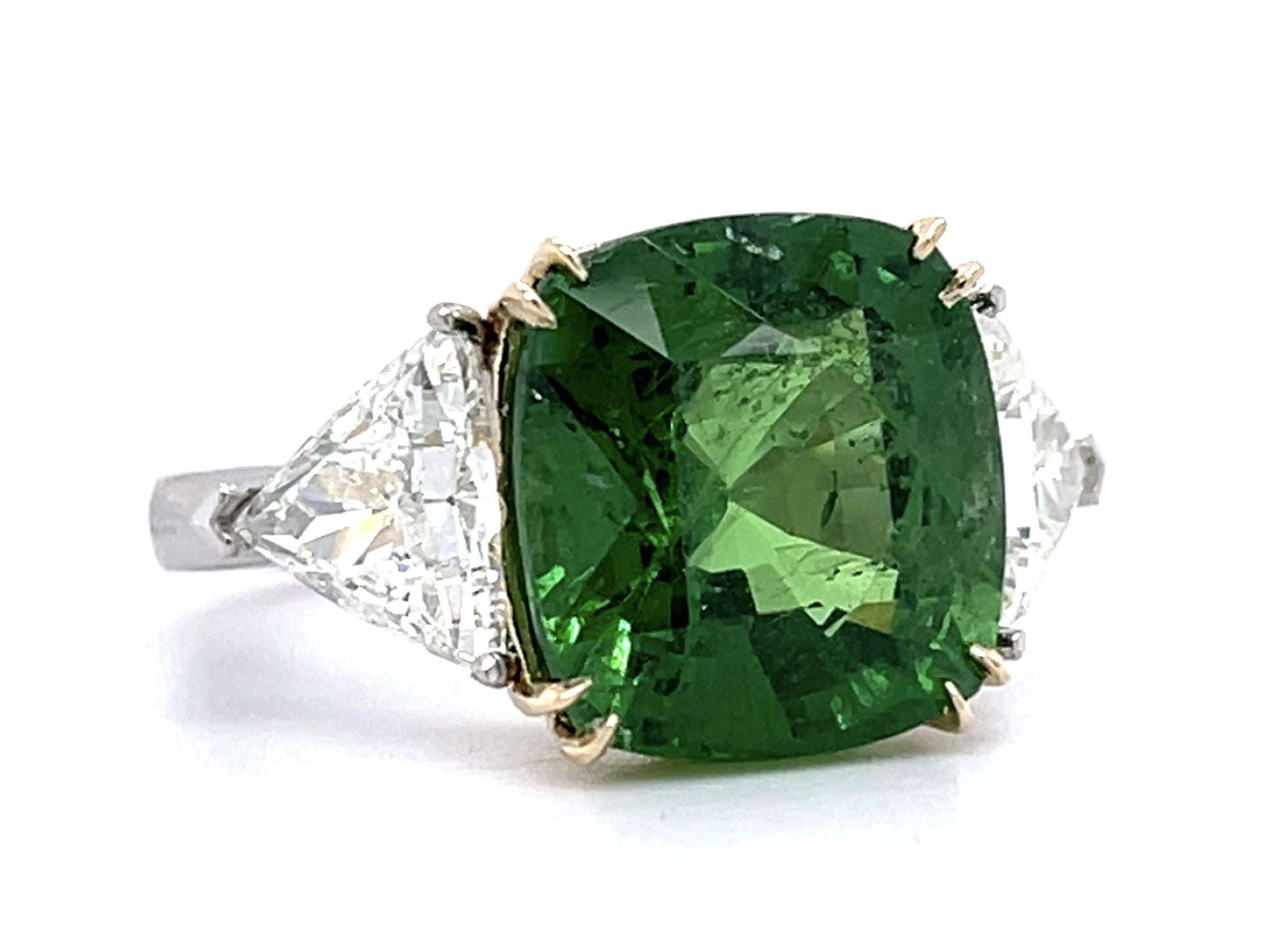 8.63ct Tsavorite 1.83ct Diamond PT+14KY Ring 8.42g