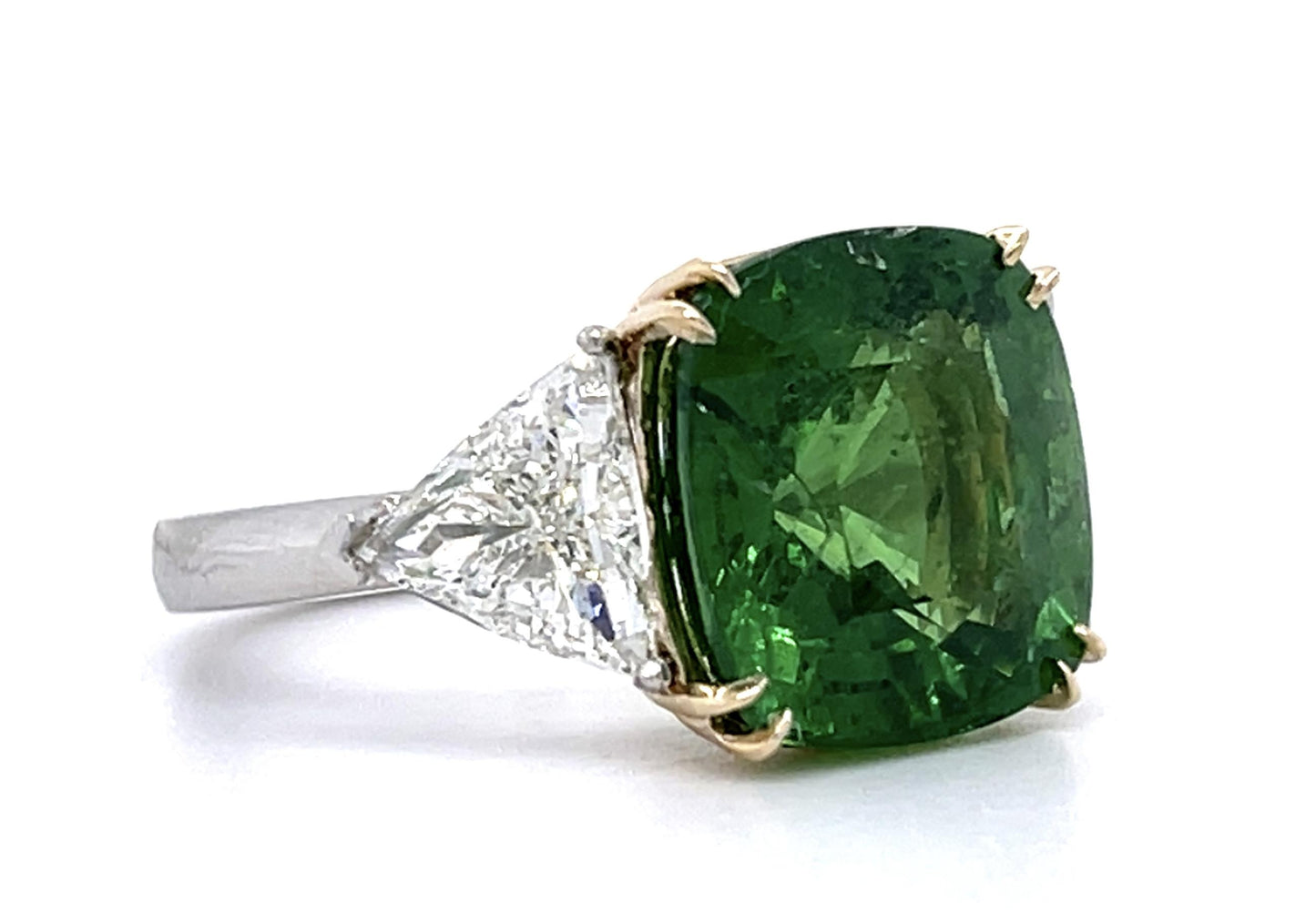 8.63ct Tsavorite 1.83ct Diamond PT+14KY Ring 8.42g