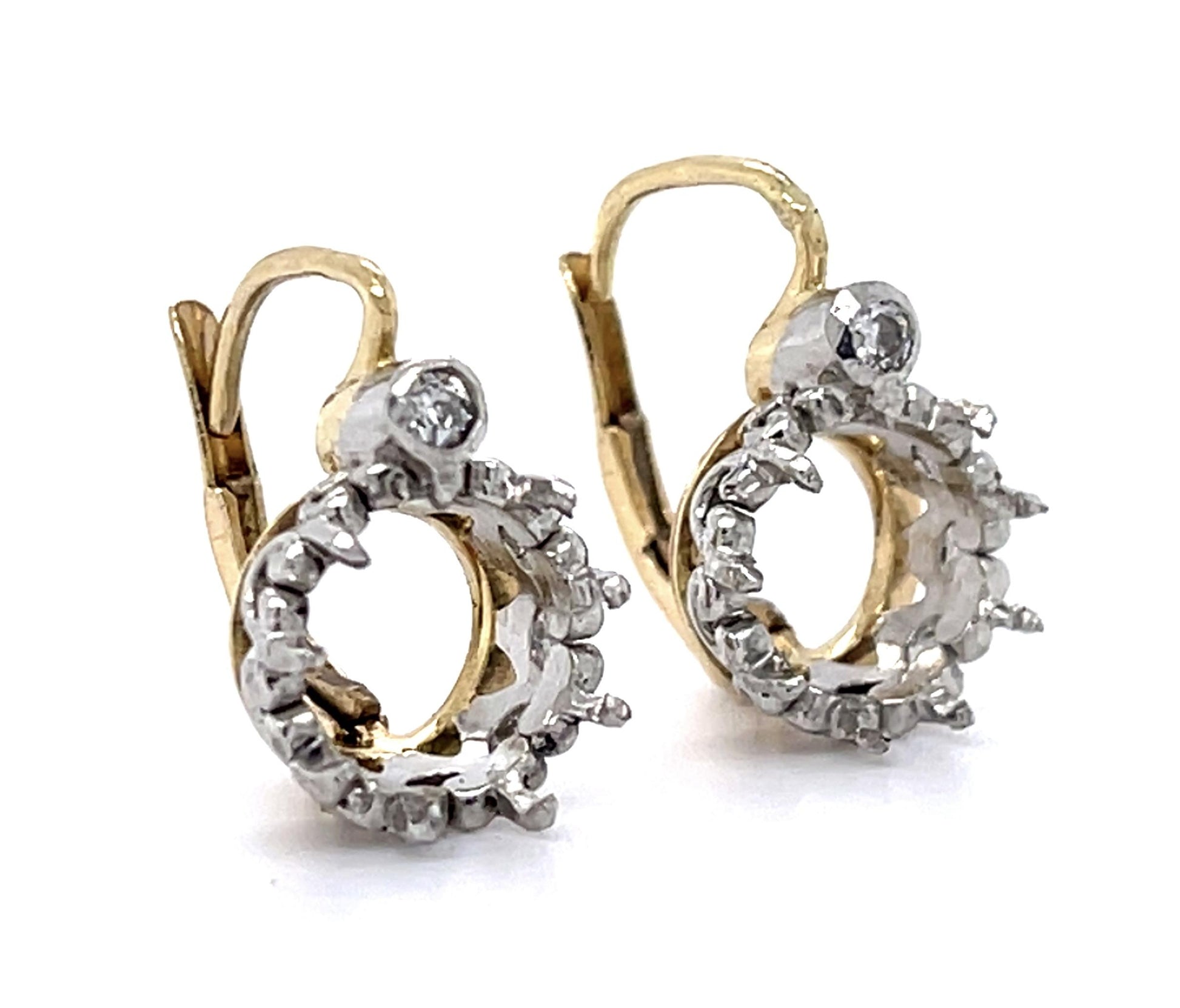 PT+14K Handmade Earrings (Antique 1920s) 5g