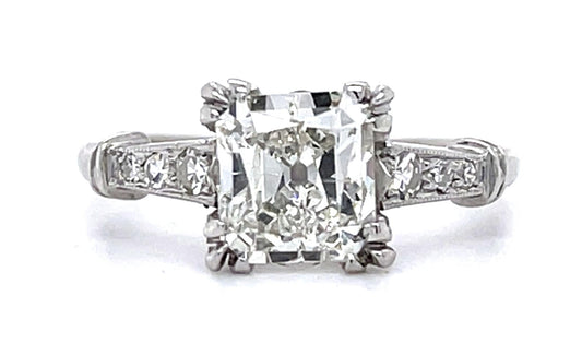 Art Deco 1.80ct G SI2 (No Cert) PT Ring (Vintage 1930s) .14ct SD