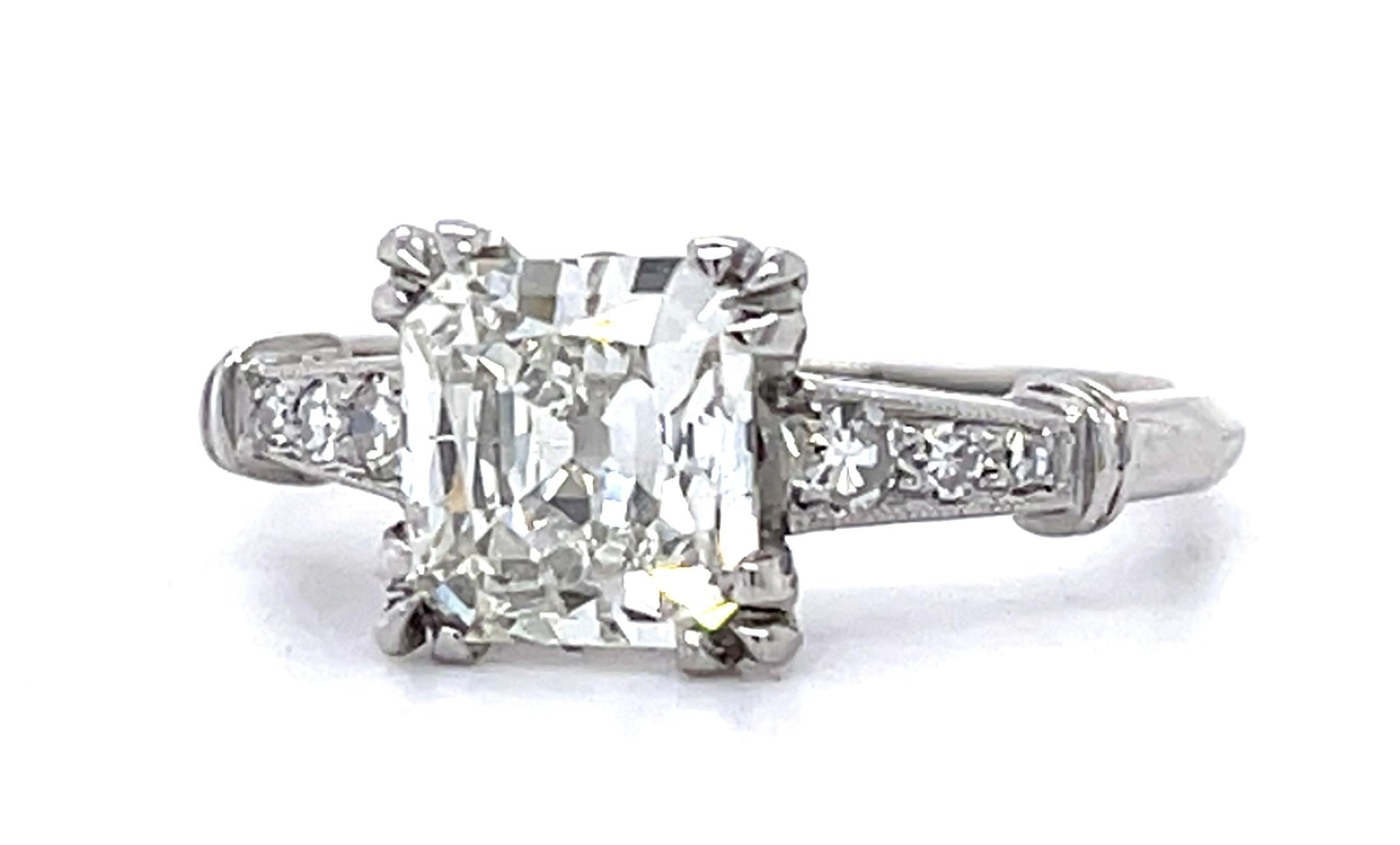 Art Deco 1.80ct G SI2 (No Cert) PT Ring (Vintage 1930s) .14ct SD