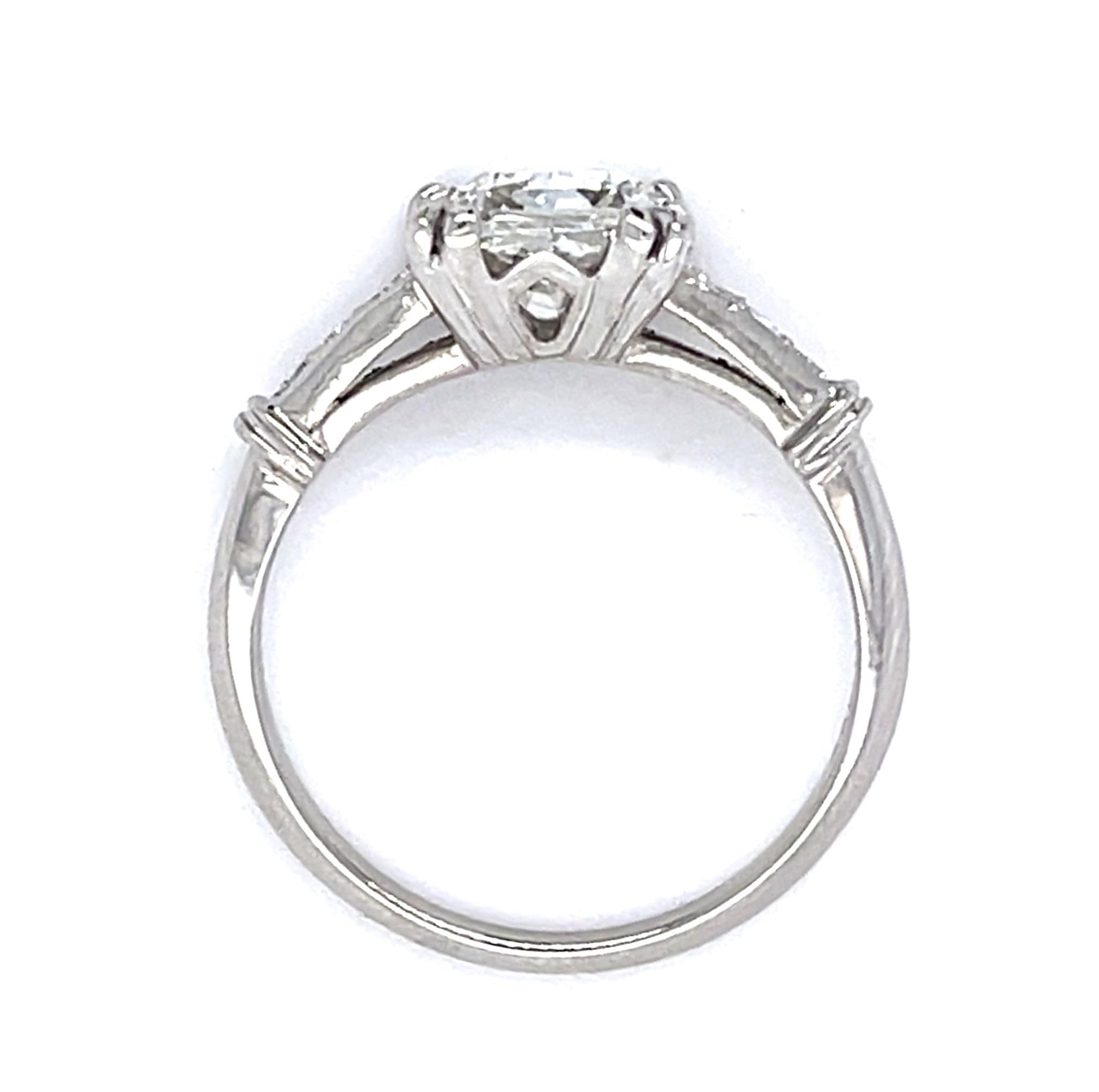 Art Deco 1.24ct H SI1 (No Cert) Old Mine Cushion Diamond PT Ring (Vintage 1930s)