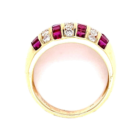 1.61ct Ruby .49ct Diamond 18KY Band